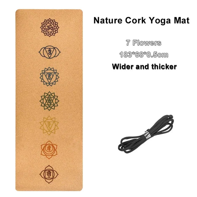 5mm Natural Cork TPE Yoga Mat 183*61cm Fitness Mats/Gym Pilates Pad Training Exercise Sport Mat With Position Body Line