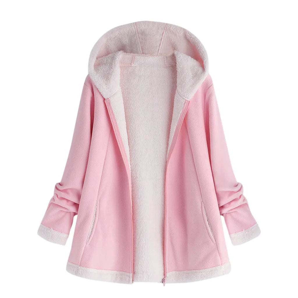 Women Plush Fleece Jackets Coat Fashion Autumn Winter/Women's Overcoat Zipper Outwear Jacket Female Casual