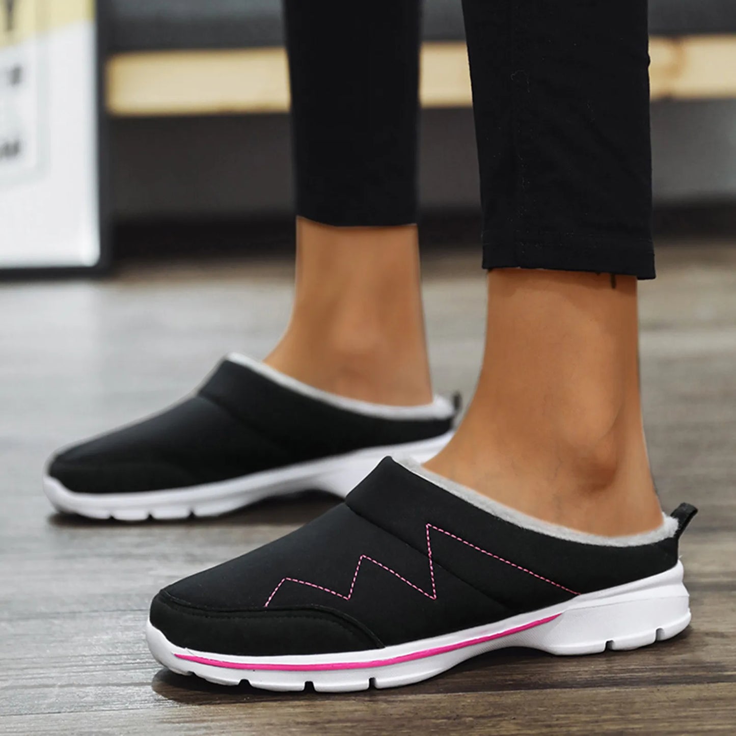 Warmth Slip On Shoes Women's Casual Breathable Lovers Shoes/Mesh Fabric Plus Velvet Shoes Runnings Shoes