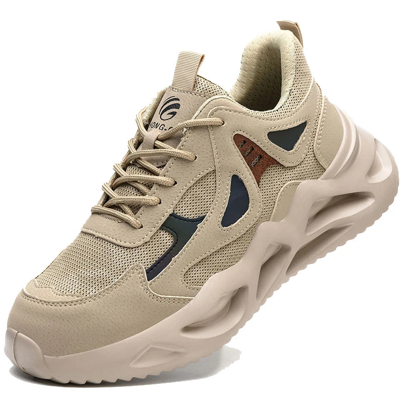 Breathable Steel Toe Sneakers for Men Lightweight Safety Shoes/Anti-smash Anti-puncture Work Sneakers Adjustable Shoes