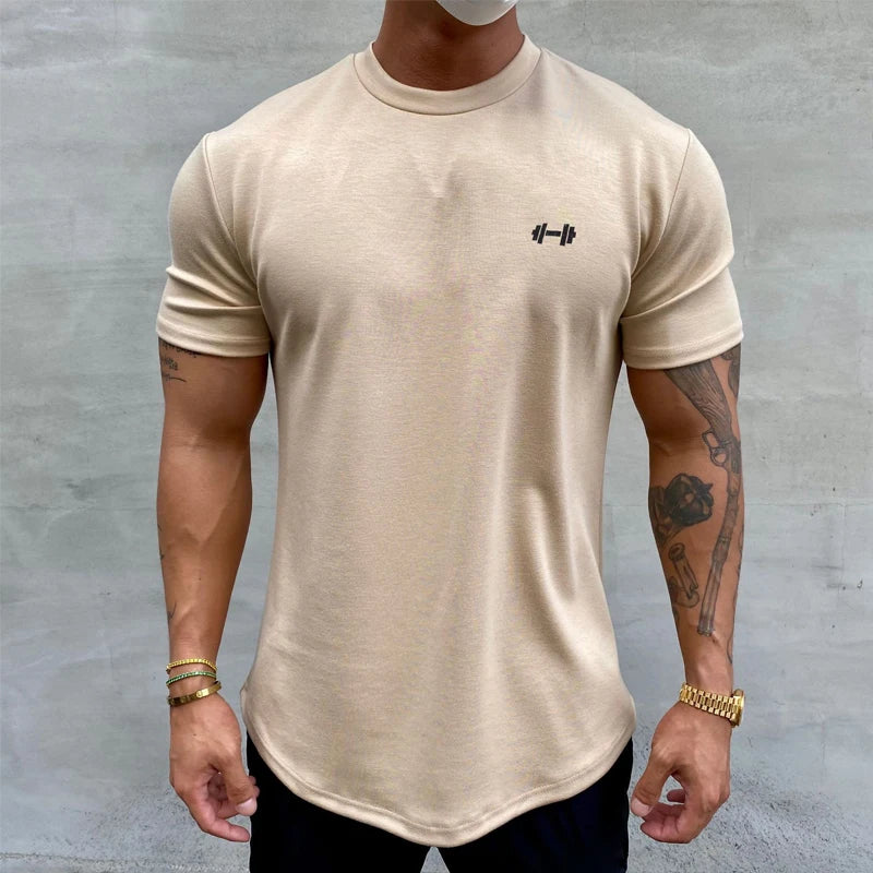 Summer Cotton t Shirt Men Short Sleeve Fitness Gym t-Shirts/Training Sport Tee Shirts Fashion Casual Tops Man Clothing