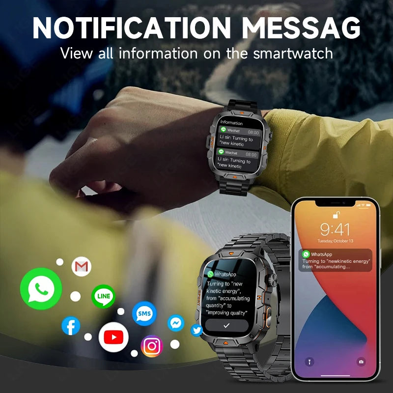 For Xiaomi Outdoor Sports Smart Watch GPS tracker 5ATM Flashlight/1.96" HD Display Screen Bluetooth call Men Fitness Watches