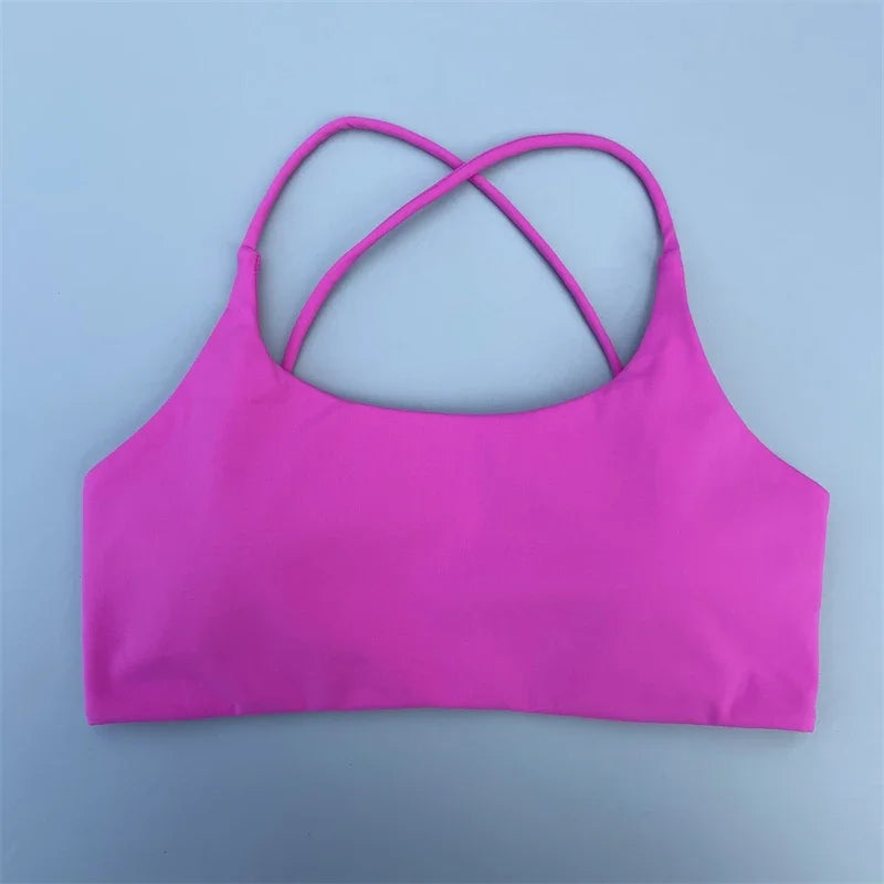 Women Sports Bra Sexy Cross Straps Back Fitness Bralette High Impact/Gym Yoga Workout Crop Top Vest Push Up Running Underwear