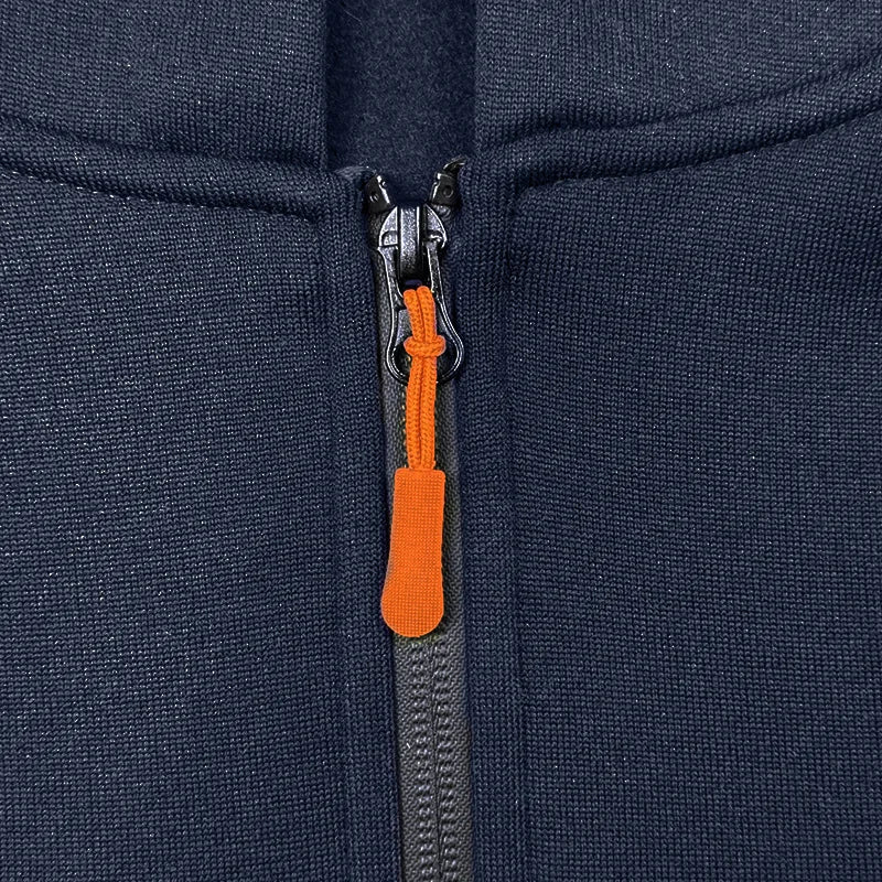 Men's sports suit style autumn and winter fleece men's casual/sportswear zipper sweater multi-pocket work pants suit