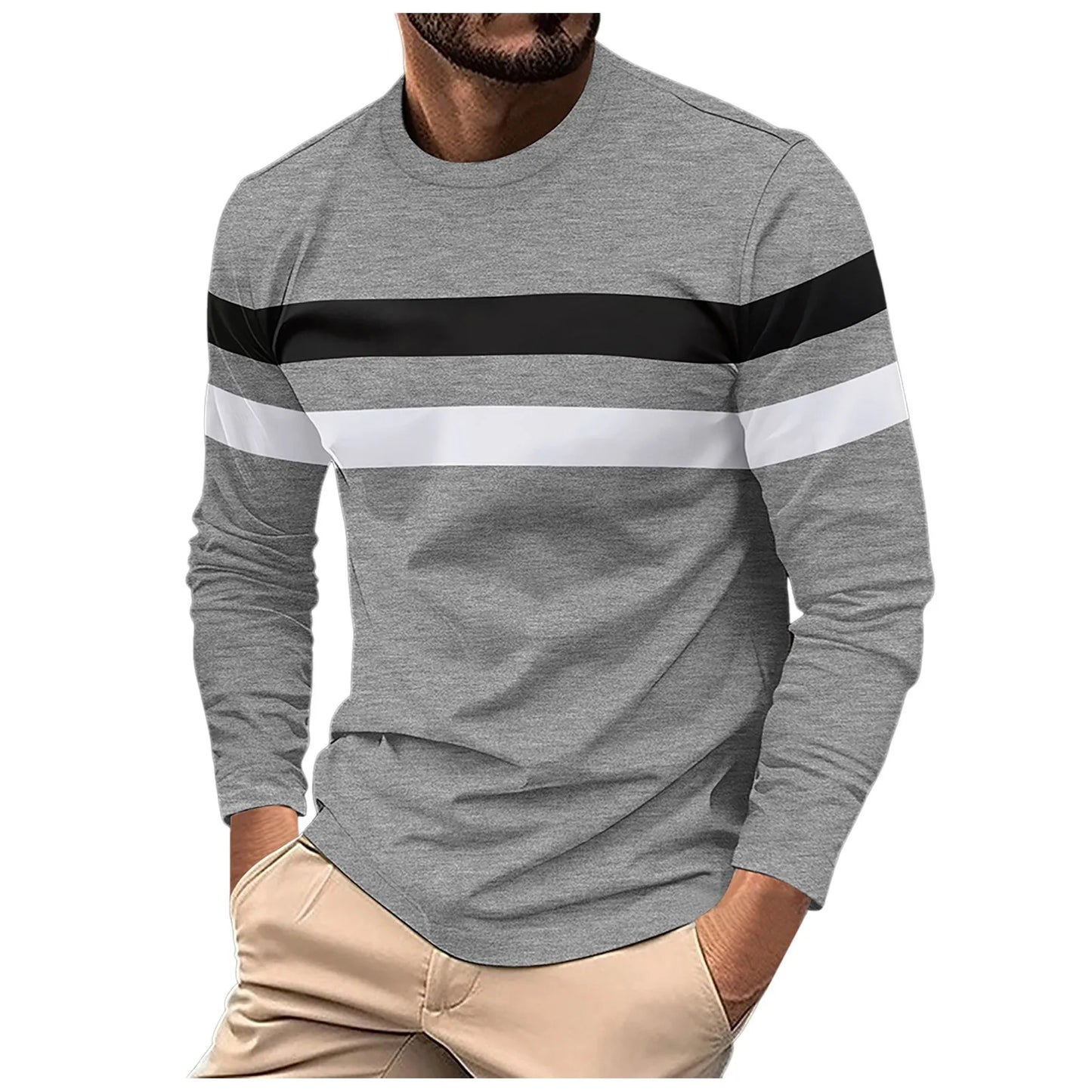 Lightweight Long Sleeve T Shirt For Men Fashion Casual Comfortable Tops/Color Matching Men's Sweatshirt Autumn New Pullover