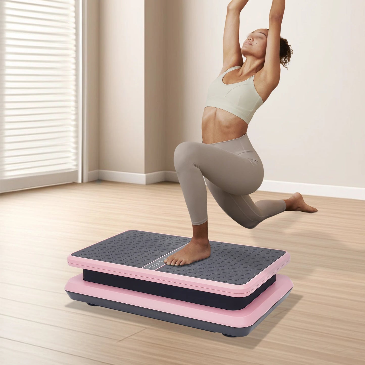Vertical Vibration Plate Machine 330LBS Capacity Whole Body/Workout Fitness Equipment w/ Remote Control & Resistance Bands