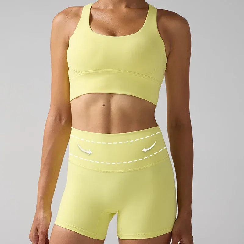 Women's Sports Yoga Shorts with High Waist Hip Lift Fitness/Running Cycling, 3-point Shorts Quick Drying Women's Yoga Short
