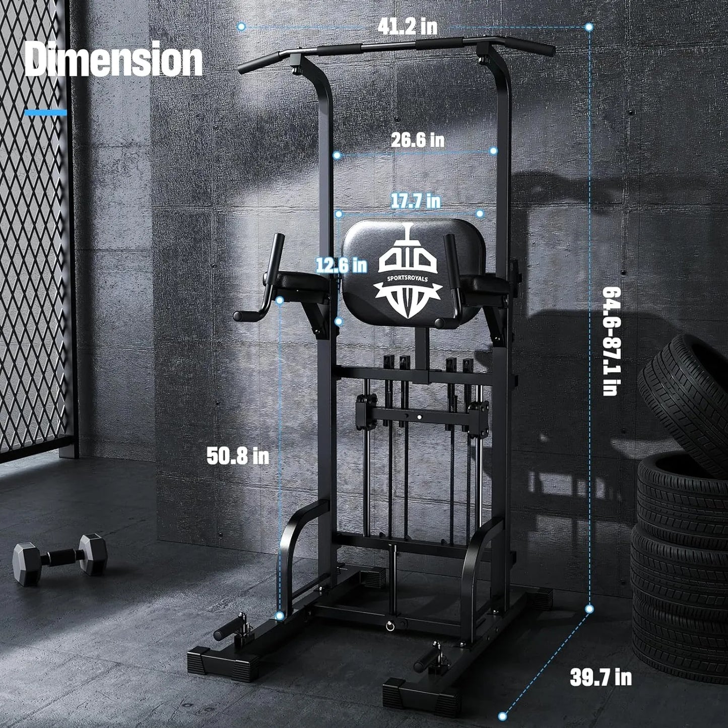 Power Tower Pull Up Dip Station Multi-Function/Home Gym Strength Training Fitness Equipment 440LBS