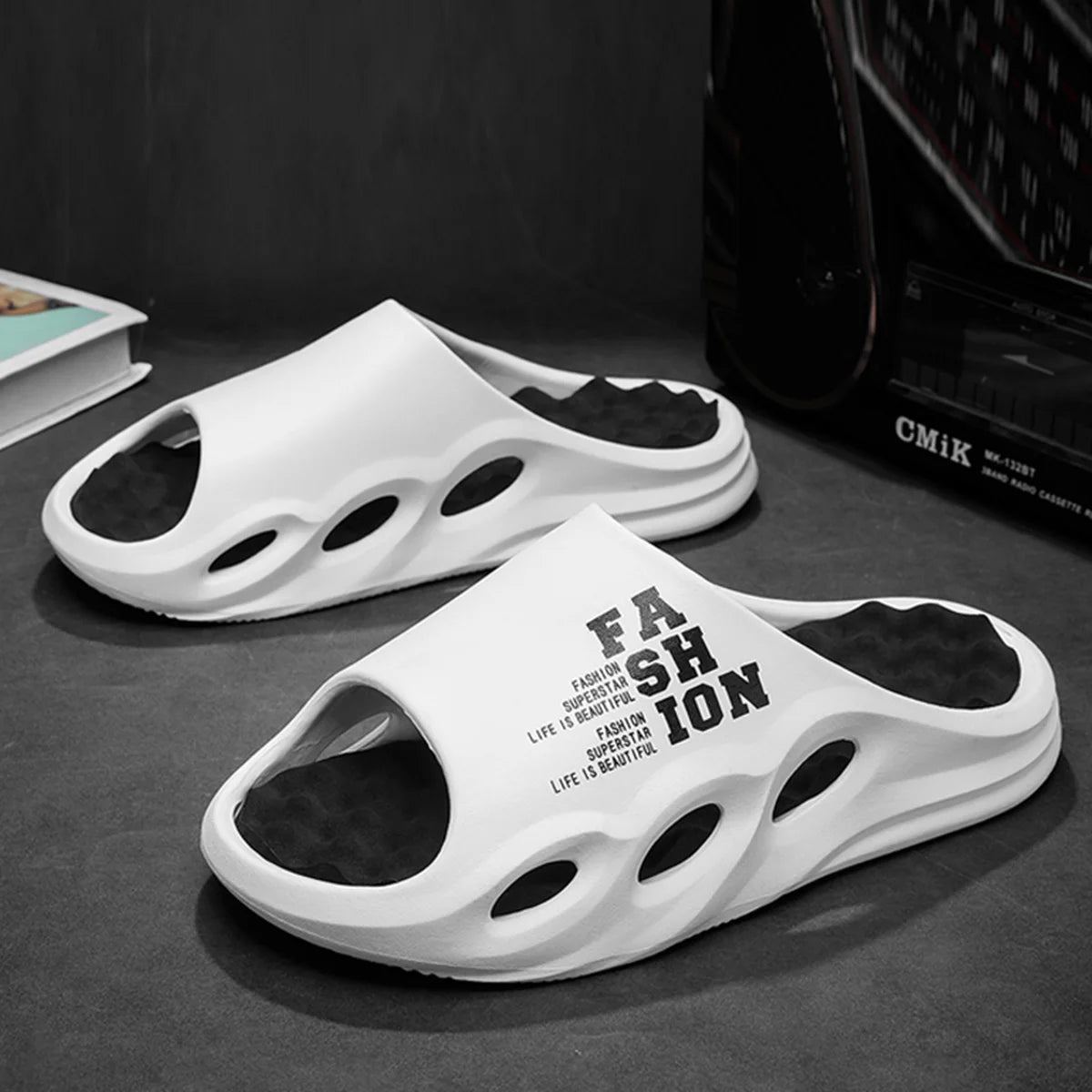Men Fashion Massage Slippers Indoor/Outdoor Sandals Thick Sole Male Slides/Summer Non-Slip Men Shower Slippers
