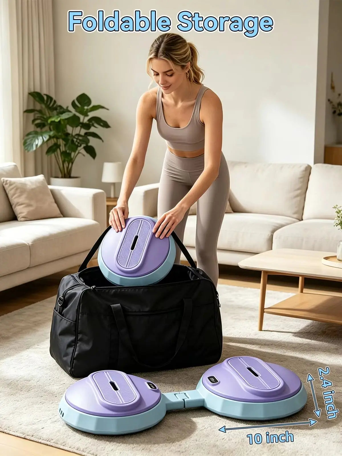 Fold Design Twist Board with Elastic Pull Rope Household/Core Training Equipment Indoor Waist Leg Hip Workout Tool