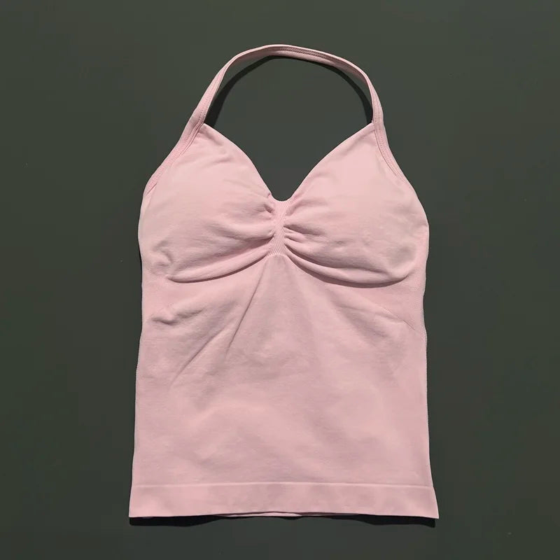 Histello Longline Strappy Top Women Sports Yoga Vest Fitness Tank Top/Gym Beautiful Open Back Bra Running Workout Halter