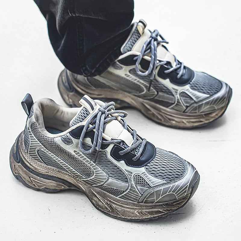 Fashion Retro Men's Shoes Design Sports Running Shoes for Men/Unique Design Sneakers Casual Trendy Thick Soled Shoes