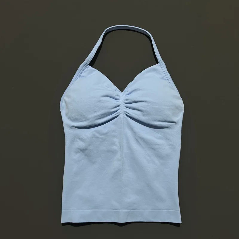 Histello Longline Strappy Top Women Sports Yoga Vest Fitness Tank Top/Gym Beautiful Open Back Bra Running Workout Halter