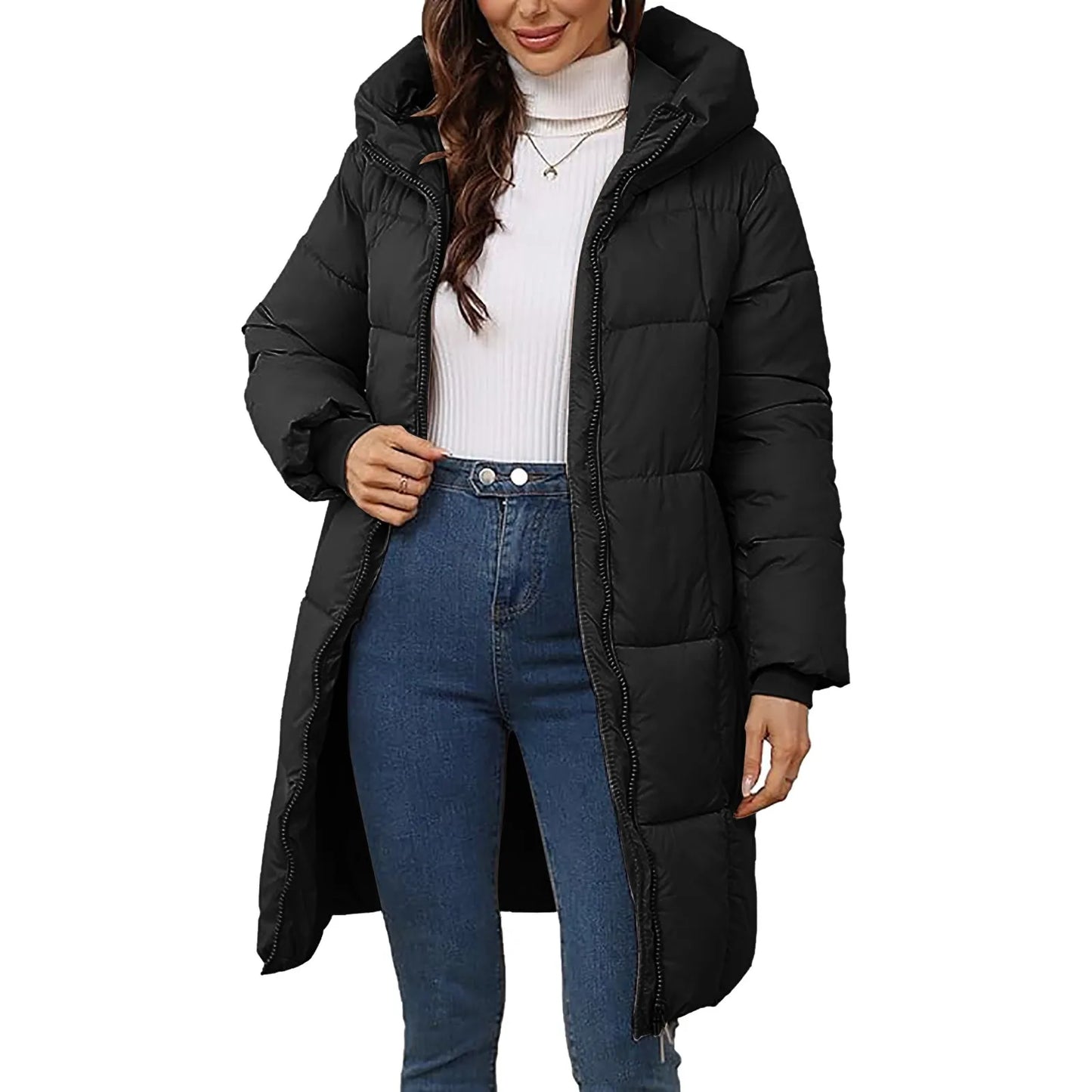 Winter Parkas Women's Down Cotton-Padded Jacket Long Coats/Hooded Overcoat Thicken Warm Slim Outerwear Female Casual Coats