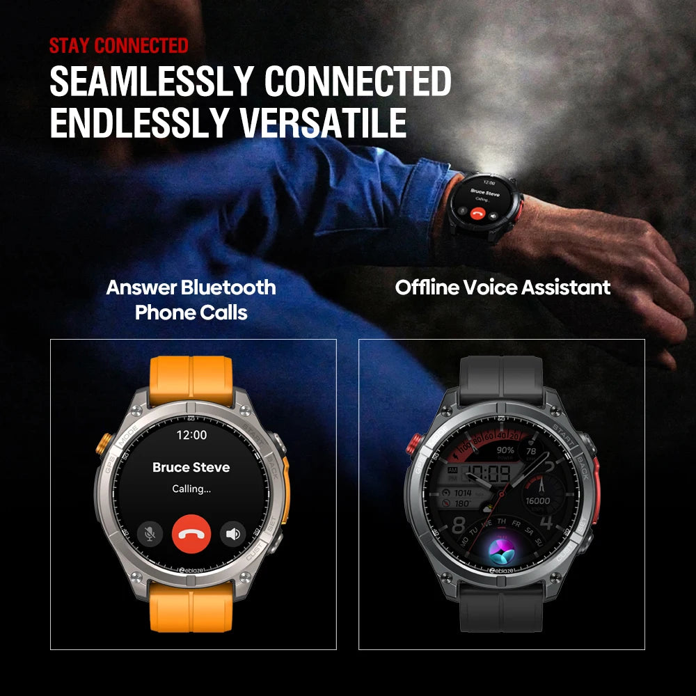 NEW Zeblaze Stratos 4 GPS Smart Watch 1.43 AMOLED Display Built-in Compass/Barometric Altimeter Flashlight Voice Call Smartwatch