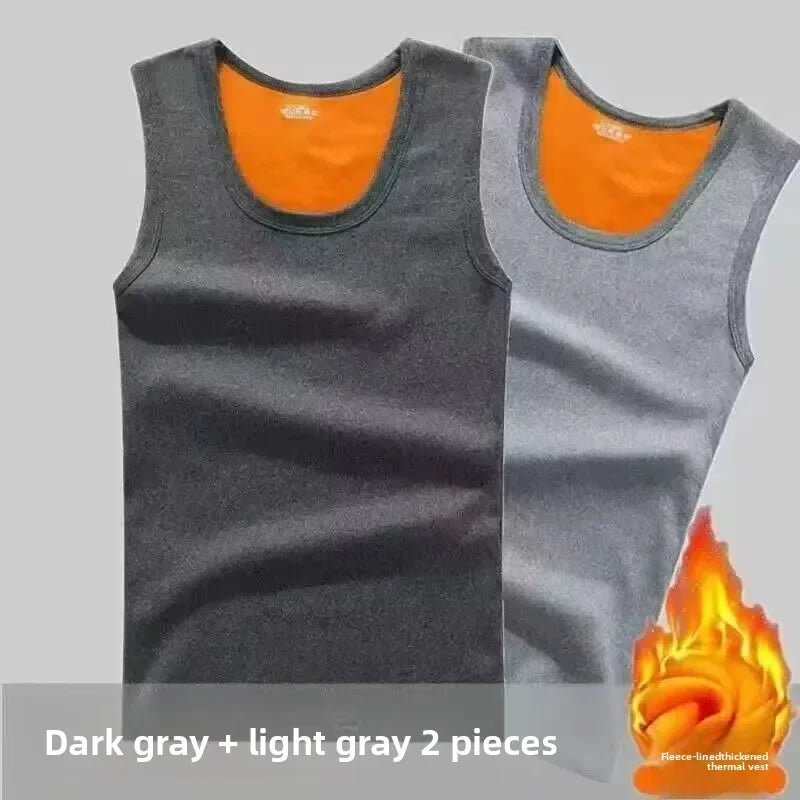 Men's Fashion Thickened Slim Fit Vest Autumn Winter Casual Wear/Protective Base Layer Tank Top for Teens And Adults