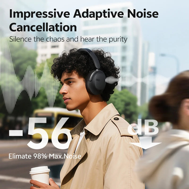 QCY H3S Over Ear Headphone Hi-Res LDAC Spatial Sound Headset/H3S -56dB Adaptive ANC Wireless Earphone Bluetooth 6.0 102Hrs