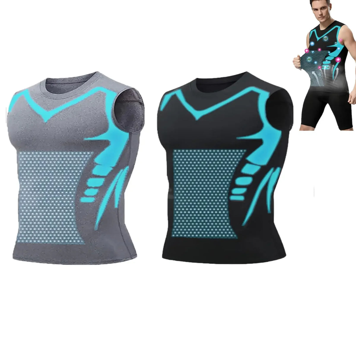 New Fashion Trends Summer Men Shapewear Ionic Shaping Vest Sleeveless Shirt Tight Compression Shirts Tank Top Breathable Ice Silk Vest