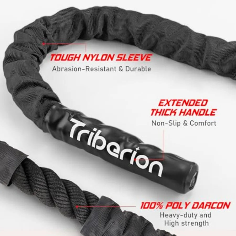 Battle Rope for Home Gym Workout Heavy Weighted Training Exercise Ropes/Fitness Equipment with Sleeve and Anchor Strap Kit for