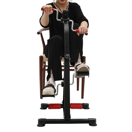 Bike Pedal Exerciser Height/Intensity Adjustable Portable Physical Therapy/Tool Leg Pedal Training Equipment Space Saving