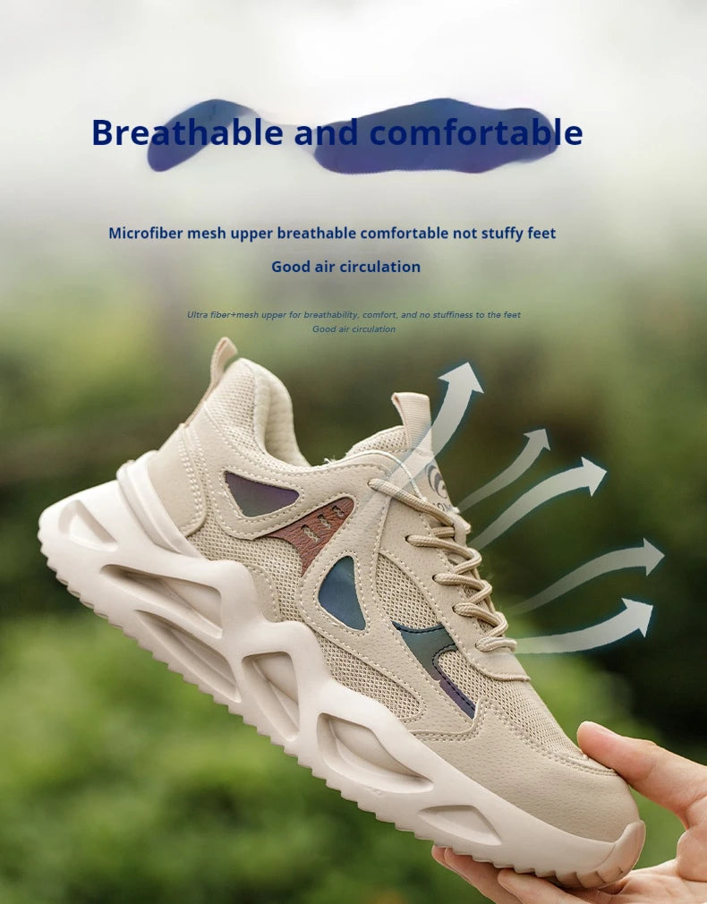 Breathable Steel Toe Sneakers for Men Lightweight Safety Shoes/Anti-smash Anti-puncture Work Sneakers Adjustable Shoes