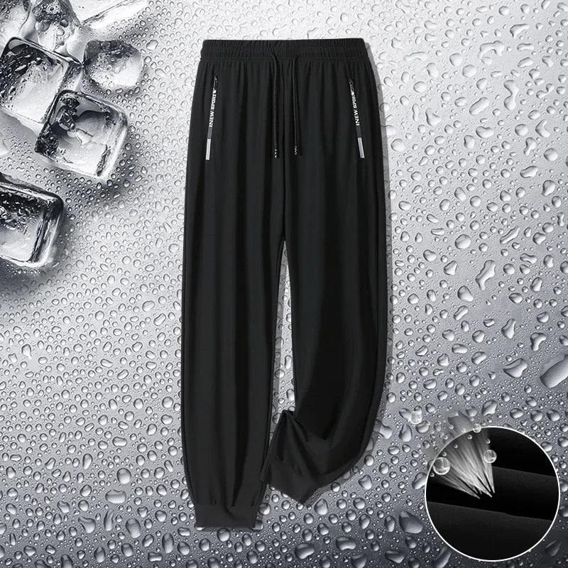 Summer Men Casual High end Ice Silk Pants Sports Pants/Quick-Drying Men's Trousers Sweatpants Male Elastic Plus Size 8xl 7xl 6xl