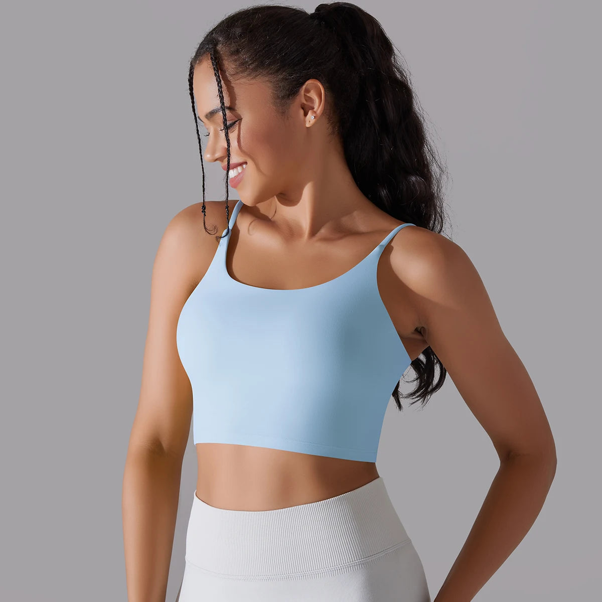 Solid Color Yoga Sports Bra Women Fixed Padded/Slim Gym Fitness Workout Undershirt Top