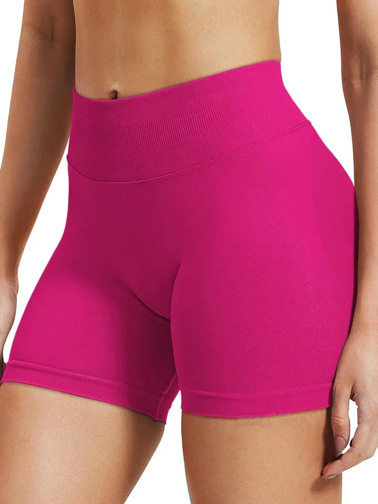 Seamless Shorts 4.5" Ribbed Yoga Shorts Women Flex Gym Shorts/Booty Running Short Butt Lifting Workout Pants