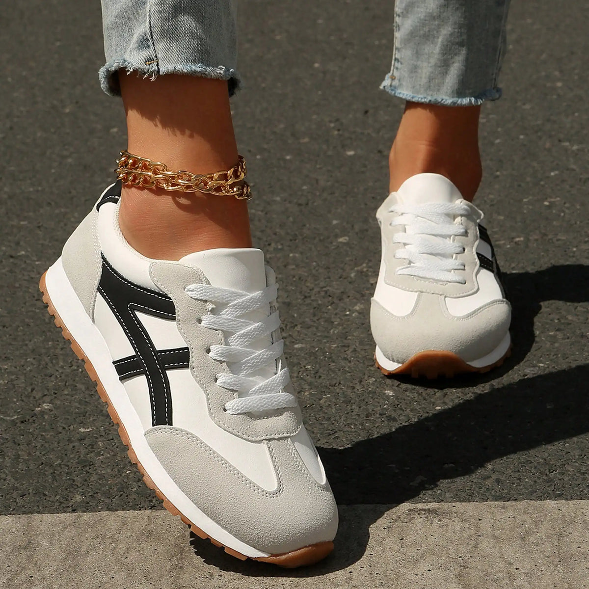 Sneakers For Women Fashion Tennis Shoes Casual Athletic/Solid Color Low Top Lace Up Plain Toe Fabric Inner PVC Sole Shoes