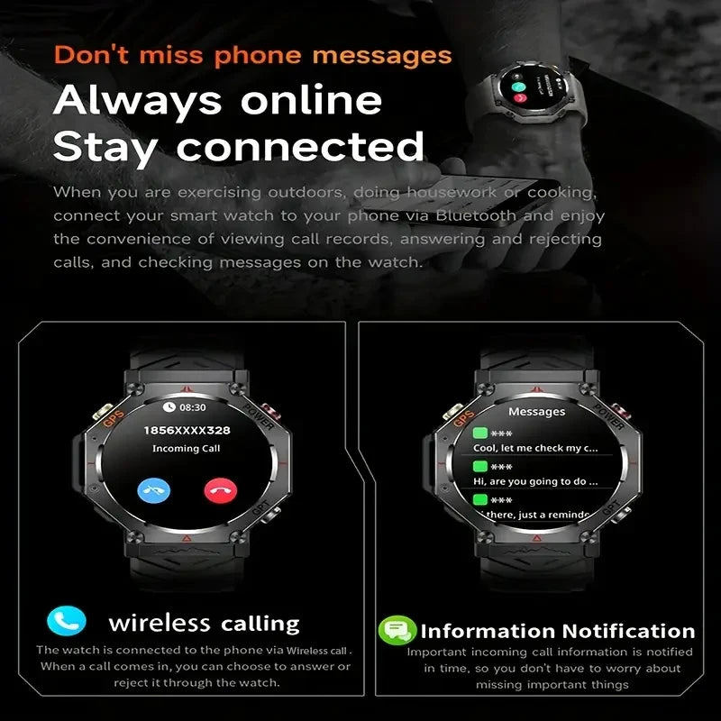 SENBONO GPS Smart Watch Men Built-in GPS Bluetooth Call AI GPT/Fitness Tracker Waterproof Military Sport Smartwatch for Men