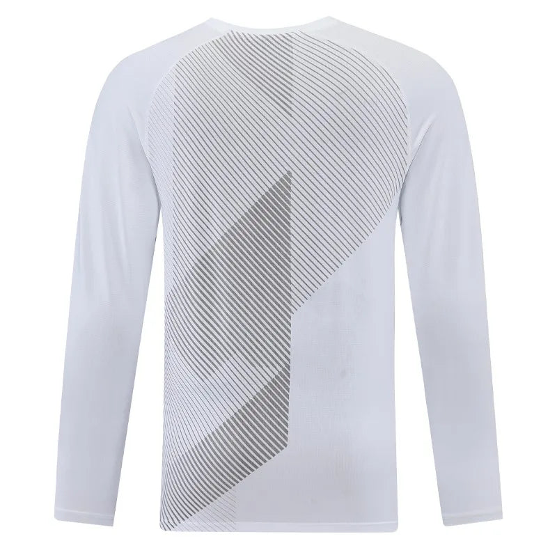 Men Prints Long Sleeve Casual Sports Quick Dry Running Shirts/Breathable Gym Sportswear High Quality Workout Long Tops