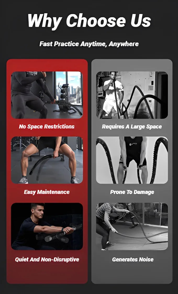 Portable Quiet Weighted Cordless Battle Ropes Space Saving Rope less/Fitness Equipment For Full Body Training Home Indoor