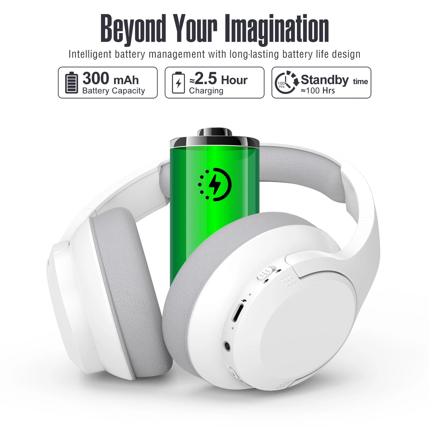 Bluetooth Wireless Over-Ear Headphones with 48H Playtime/and with Microphone, HiFi Stereo Foldable Lightweight Headphones