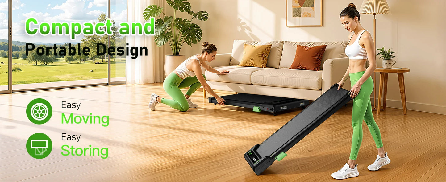 Akluer Walking Pad, Under Desk Treadmill with Incline for Home Office/2.5HP Portable Walking Treadmill with 300 Lbs Weight Capacity