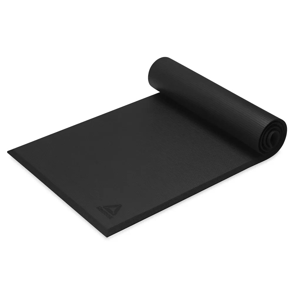 Performance Fitness Mat/Textured Ridges for Ultimate Traction Black