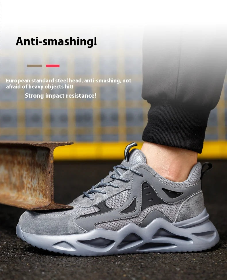 Men's Comfortable Soft-Soled Smash/and Puncture Resistant Work Shoes