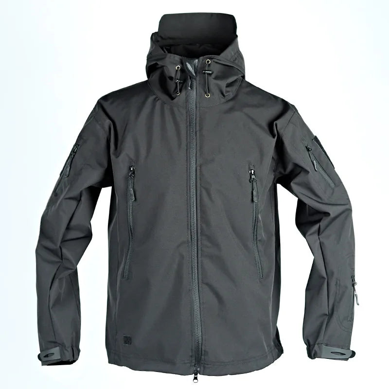Men's Military Tactical Jackets Full Zip Shark Skin Soft Shell Tactical/Waterproof Windbreaker Outdoors Hiking Hooded Coat S-4XL