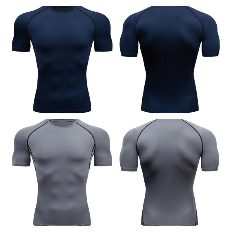 Men Short Sleeve t-Shirt Quick Dry Compression Shirts Fitness/Gym t-Shirts Sport Bodybuilding Shirt Running Football Tee Shirts