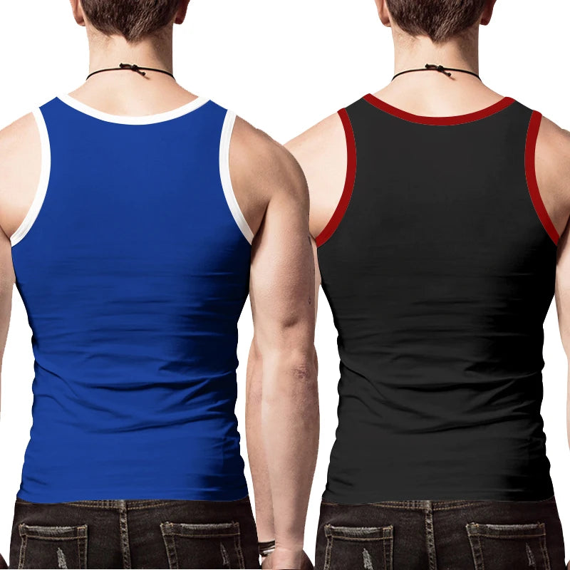 2024 Men's Fitness Sports Top Casual Elastic Quick Drying Tank Top/For Men Two piece set Two Pack