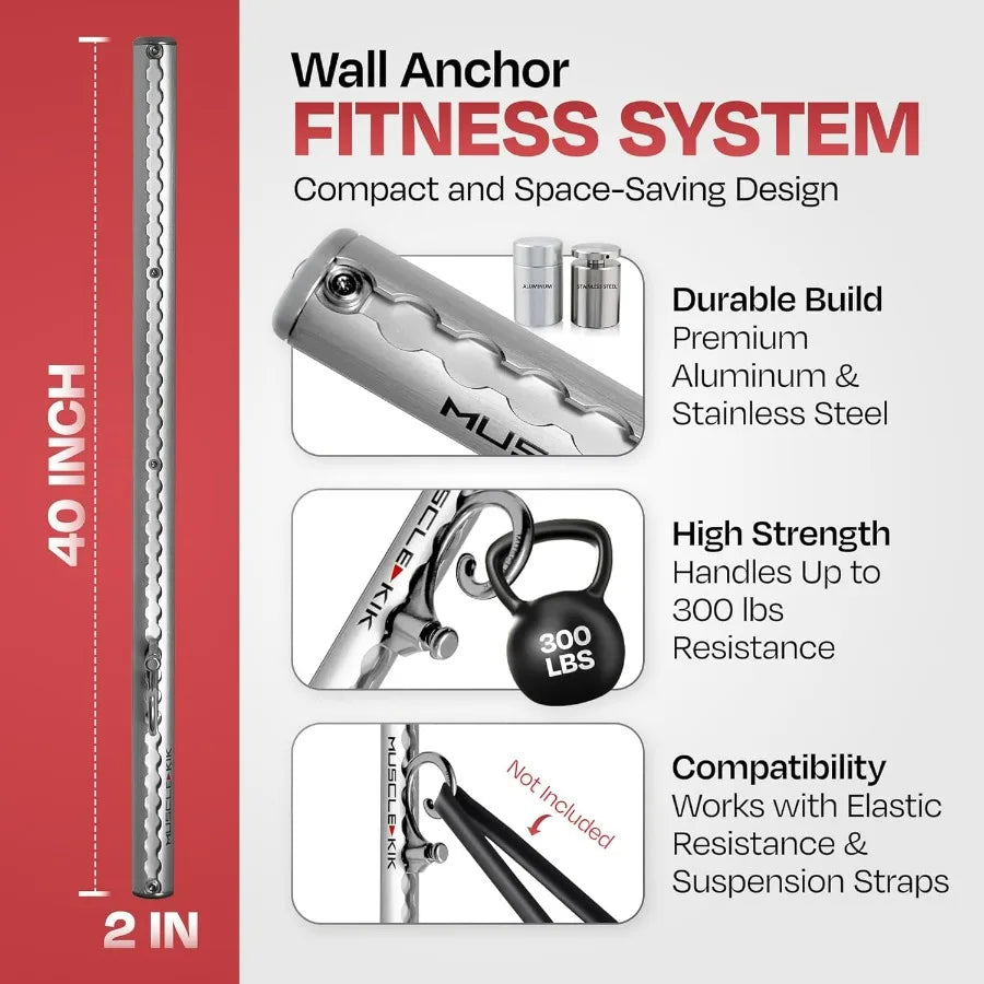 Aluminum Wall-Mounted Anchor Fitness System Adjustable Multi-Functional/Space Saving Home Gym Solution for Strength Training