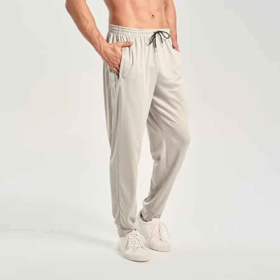 Men's Mesh Jogger Sweatpants 3 Pack Lightweight Quick Dry/Athletic Pants with Zipper Pockets for Workout, Running