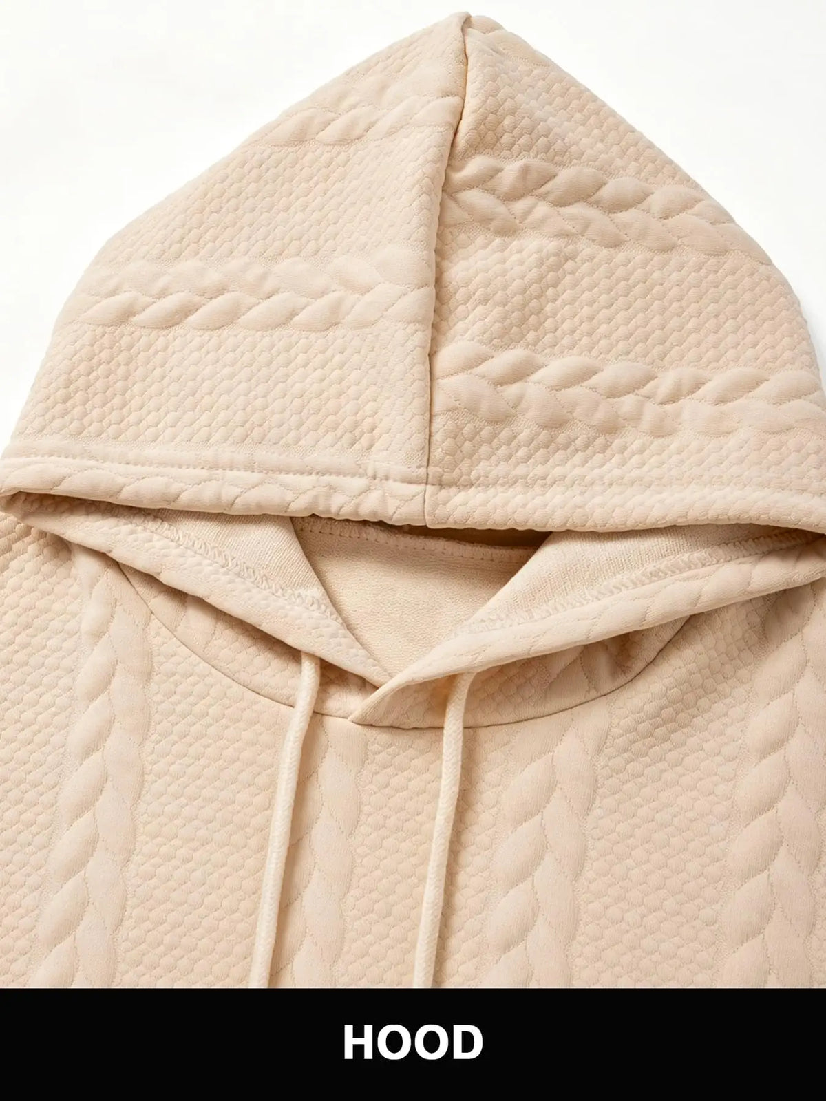 Men's Winter Warm Fleece Hoodie Cable Knit Textured Pullover/Hooded Sweatshirt Kangaroo Pocket for Gym Street Cold Weather Jacket