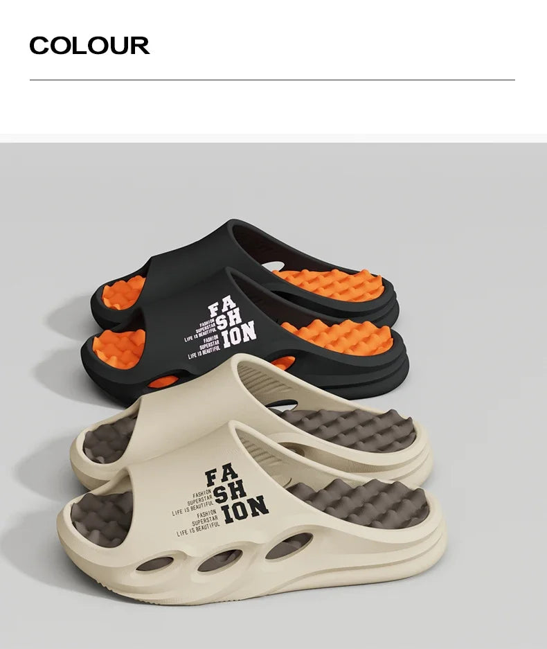 Men Fashion Massage Slippers Indoor/Outdoor Sandals Thick Sole Male Slides/Summer Non-Slip Men Shower Slippers