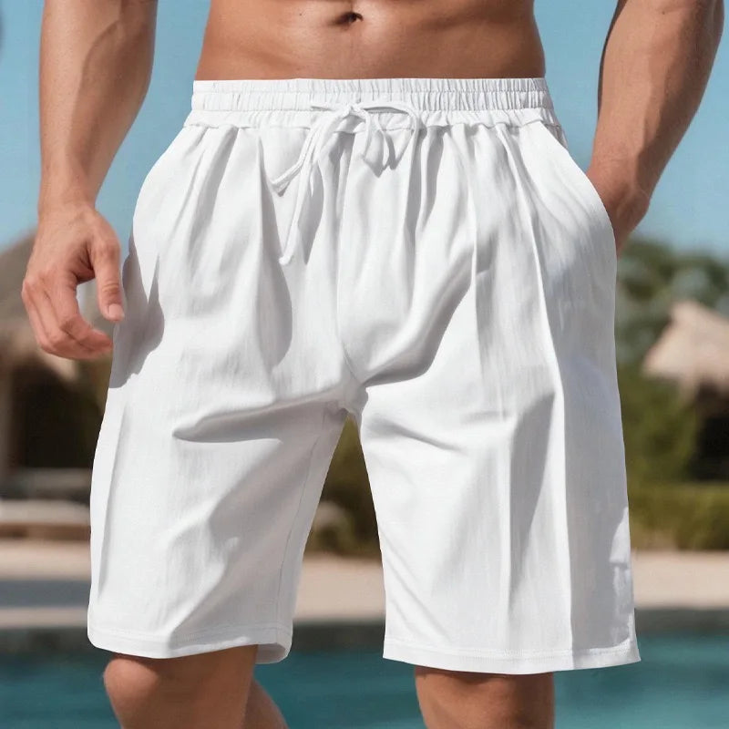 Men Light Blue Quick Dry Beach Shorts Elastic Drawstring Waist Loose Fit/Knee Length Swim Trunks Lightweight Breathable Casual Shorts