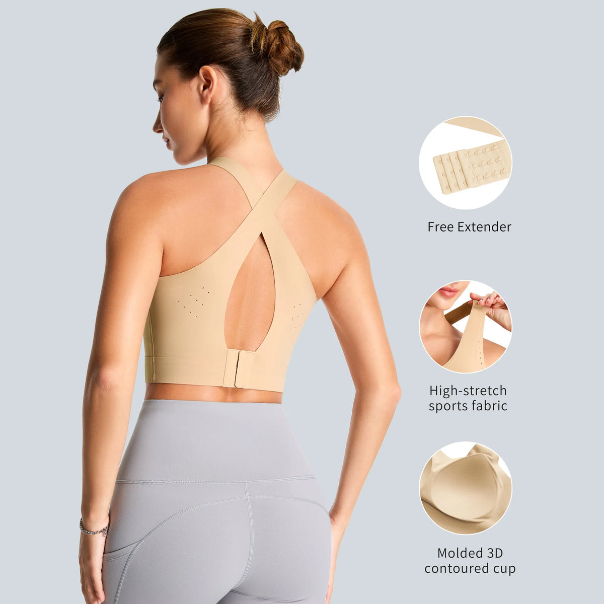 THE GYM PEOPLE Women's Wireless Cross Back/Sports Bras Padded Low Impact Seamless Bra