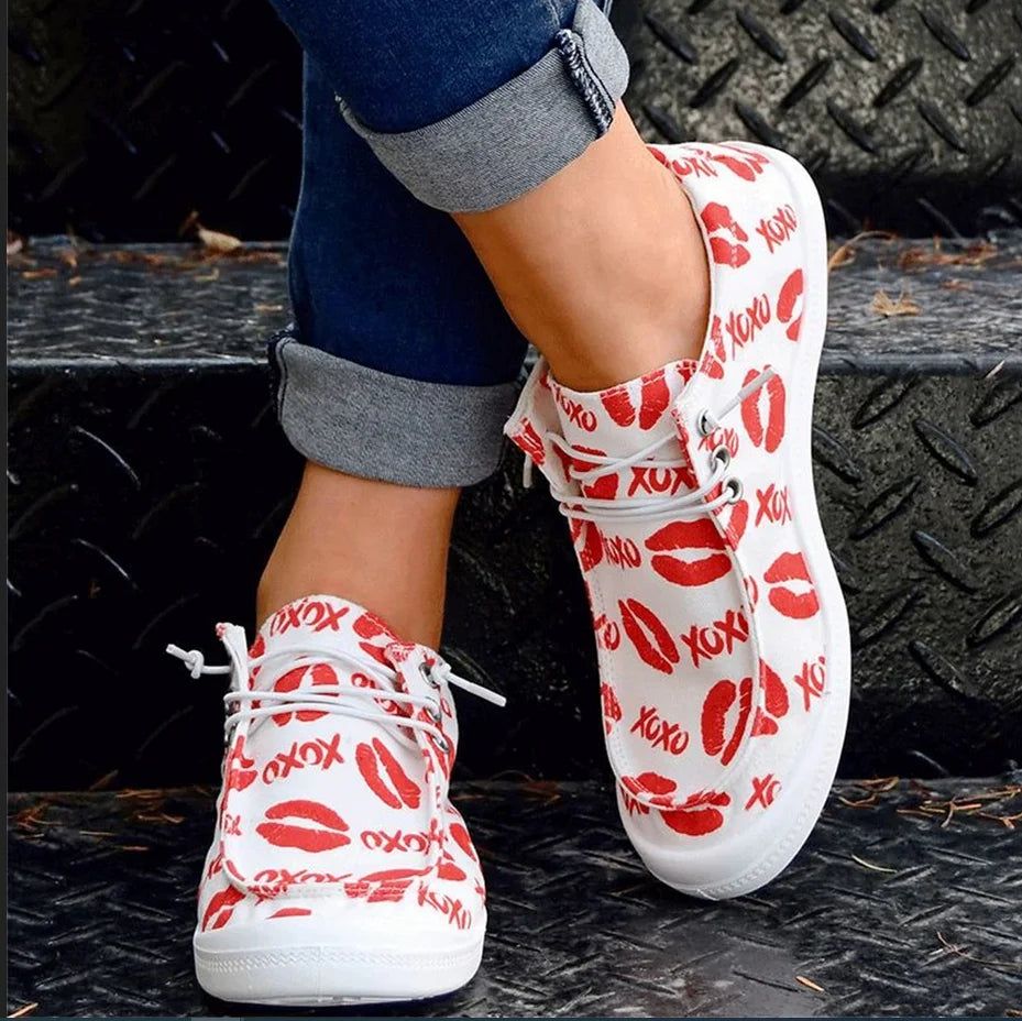 Women Shoes Casual Valentine Day Love Printing Sports Shoes/Canvas Fashion Casual Shoes