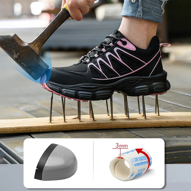 Women Fashion Safety Shoes Work Sneakers structured Shoes/Protective Shoes Work Boots Steel Toe Shoes