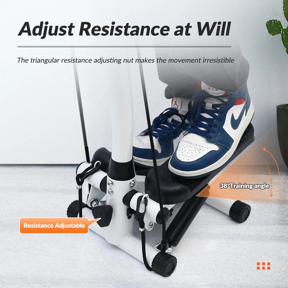Exercise Stepper Machine Fitness Twist Stepper Stair Step with Handlebar/LCD Monitor Resistance Bands Cardio Workout Home Gym