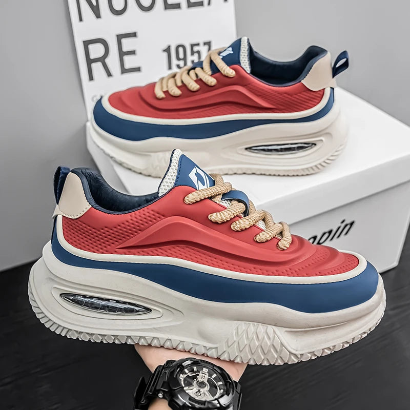 Men's leather waterproof sports shoes for spring and summer/casual cushioned board shoes trendy and versatile