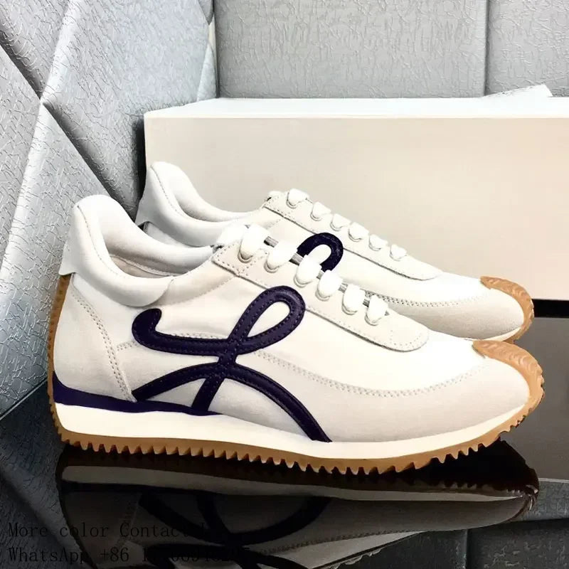 Fashion Men Trainers Shoes Designer Sneaker Flow Runner/In Nylon Lace Up A Soft Rubber Upper Honey Rubber Waves Sole